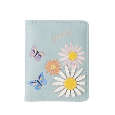 Light blue floral embroidered travel card